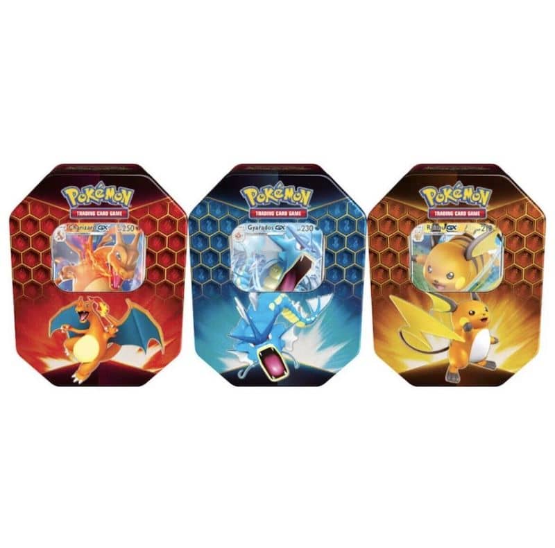 3 Tin Bundle Charizard + Raichu + Gyarados Pokemon Hidden Fates Tins ...